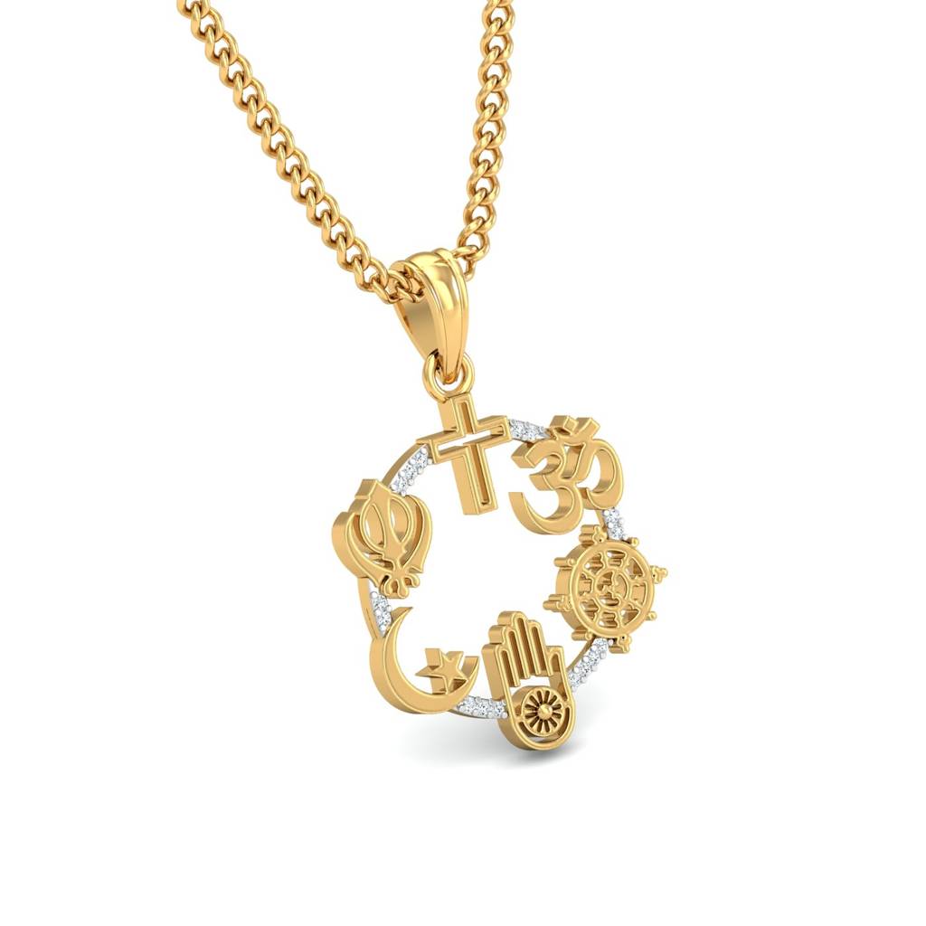 KuberBox 18K Yellow Gold All Religion Pendant