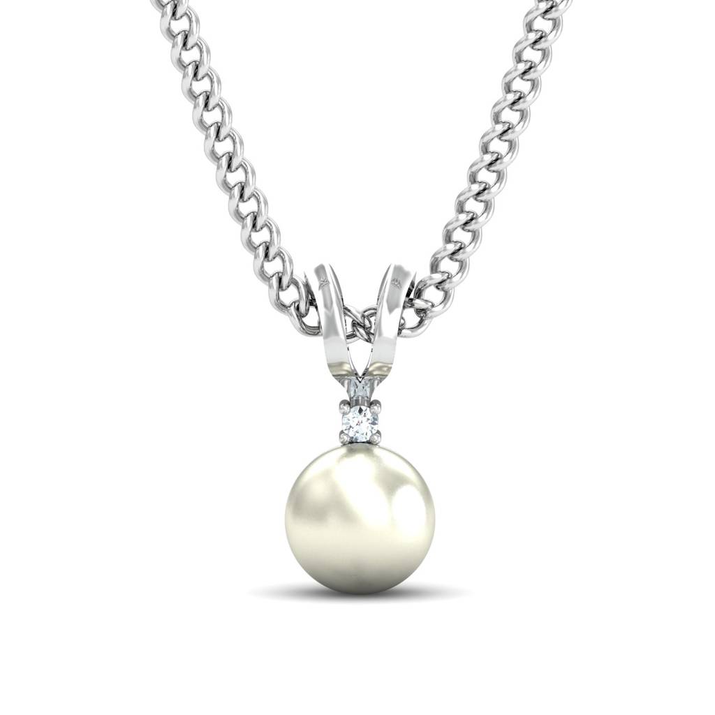 KuberBox 18K White Gold Saumy Pearl Pendant