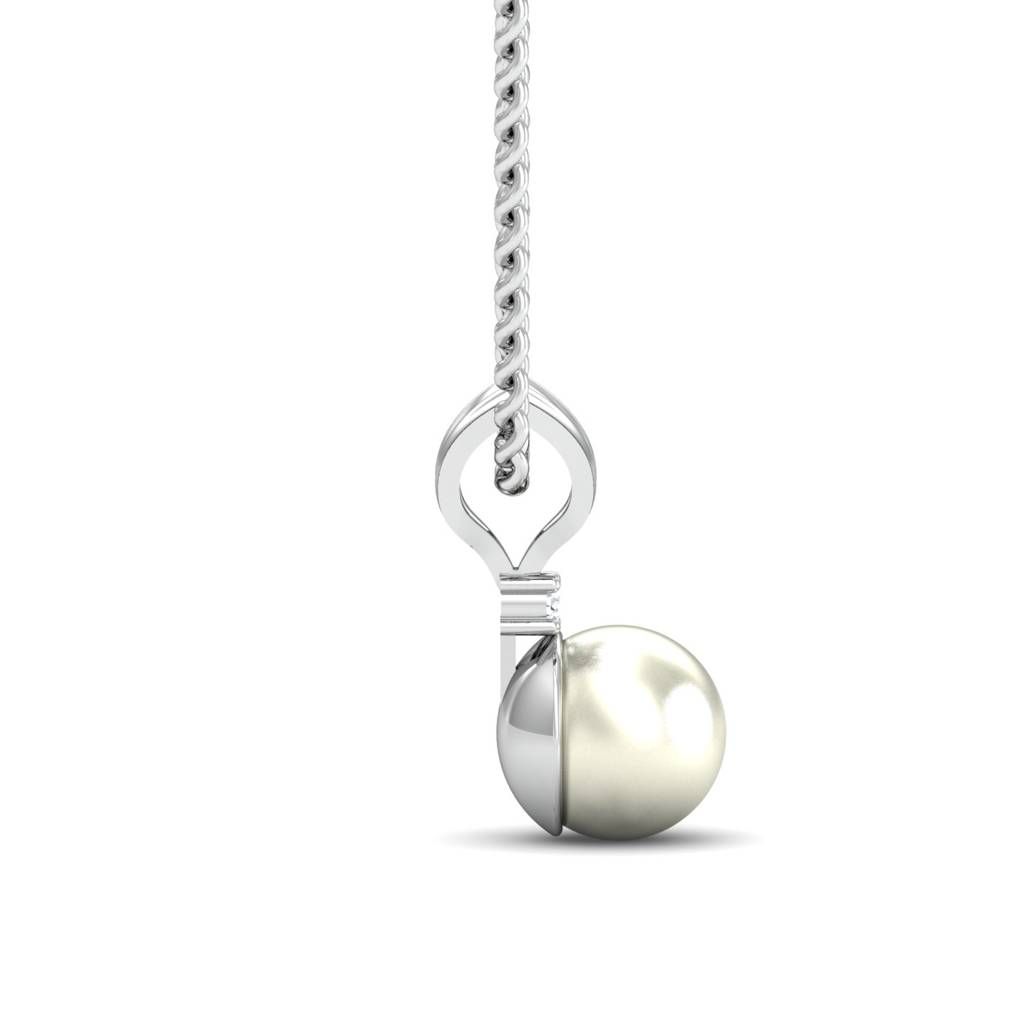 KuberBox 18K White Gold Saumy Pearl Pendant