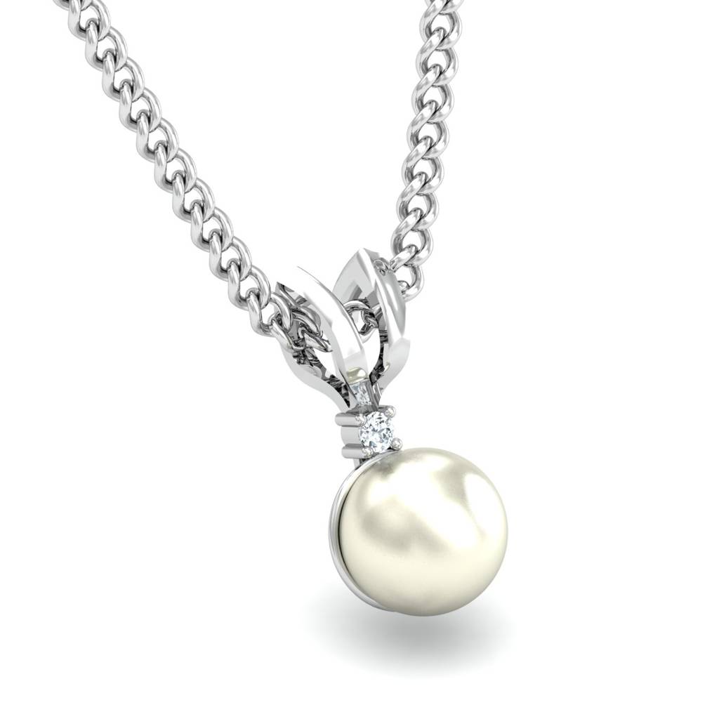 KuberBox 18K White Gold Saumy Pearl Pendant