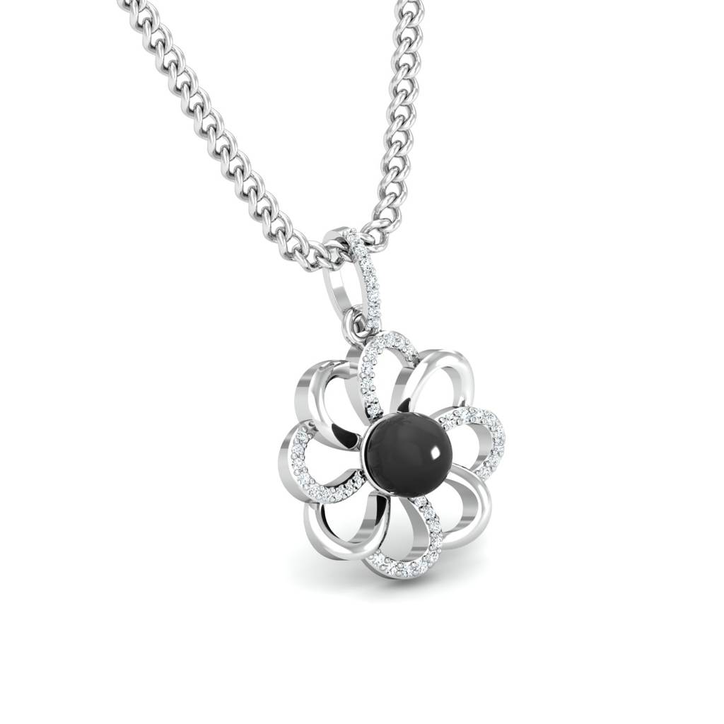 KuberBox 18K White Gold Centurion Onyx Pendant