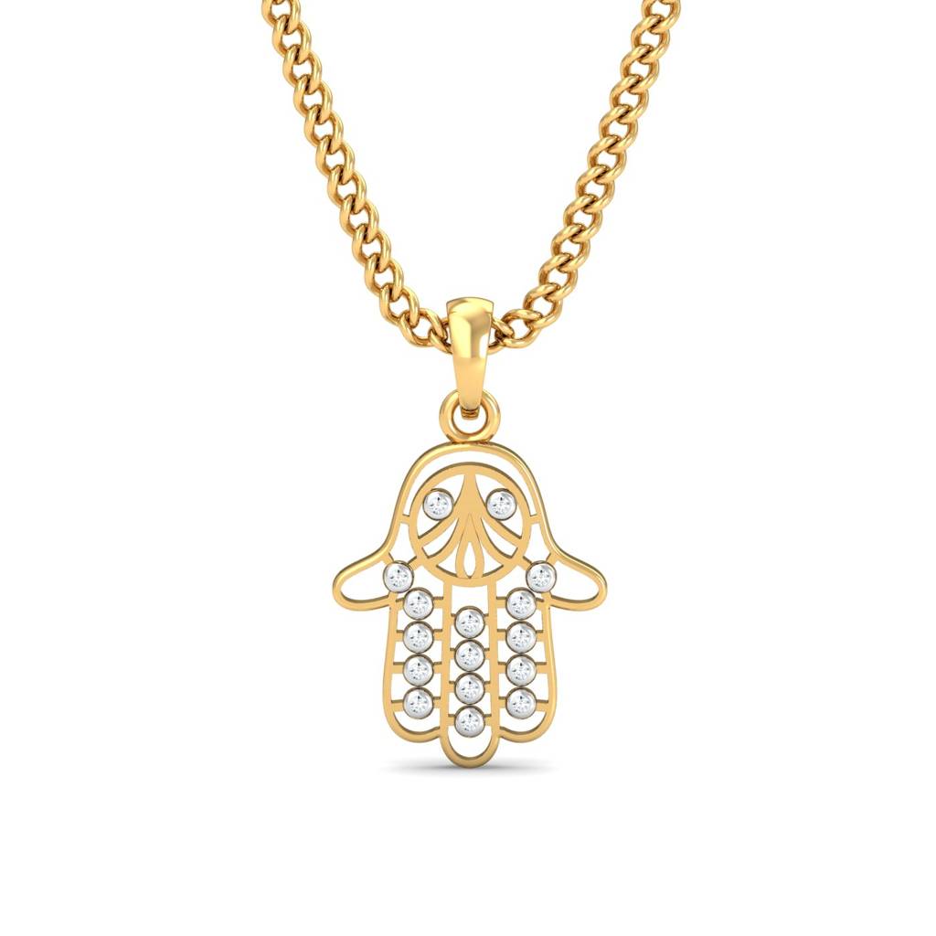KuberBox 18K Yellow Gold Hamsa Pendant