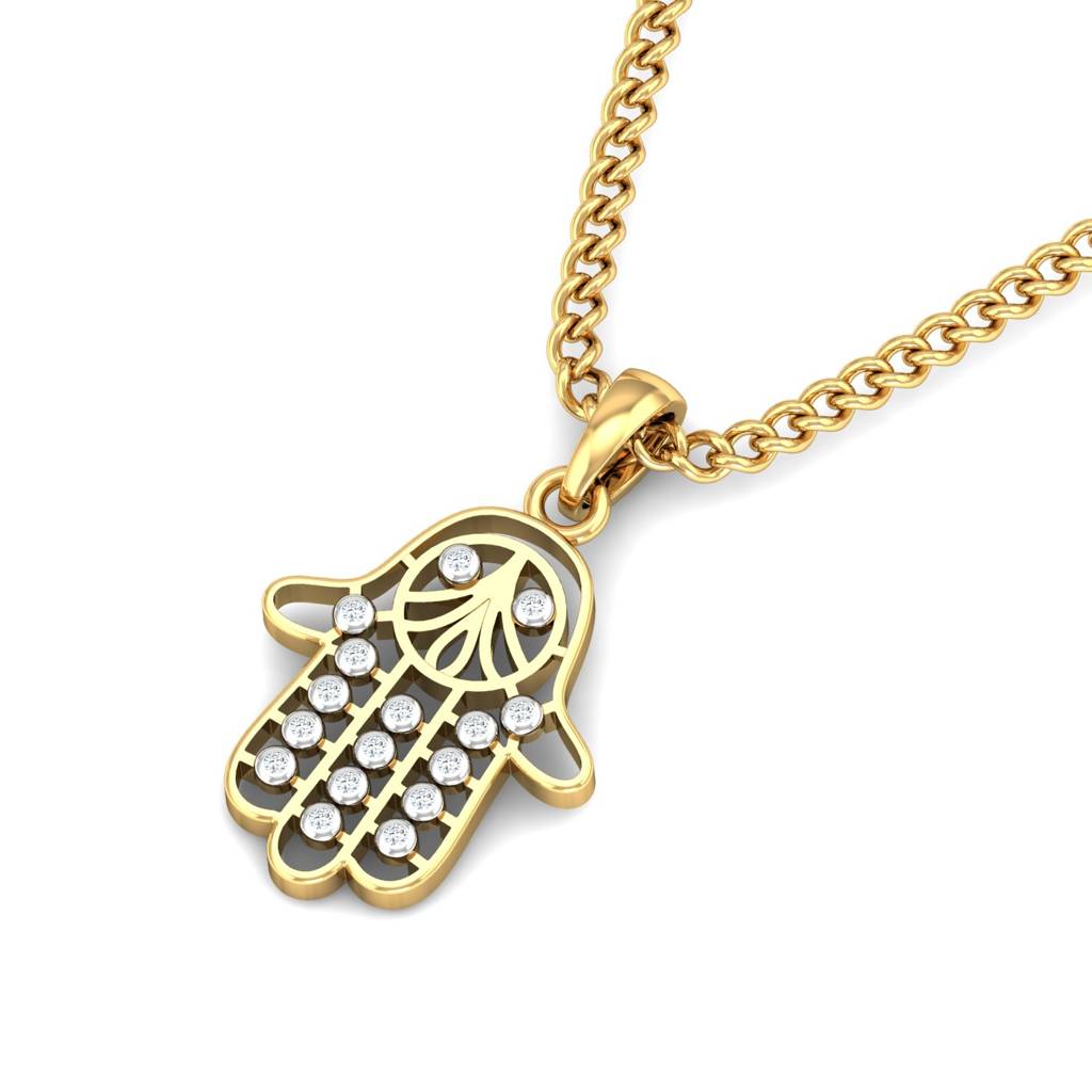 KuberBox 18K Yellow Gold Hamsa Pendant