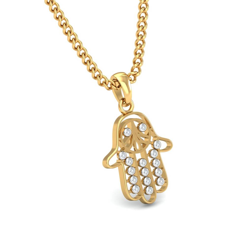 KuberBox 18K Yellow Gold Hamsa Pendant