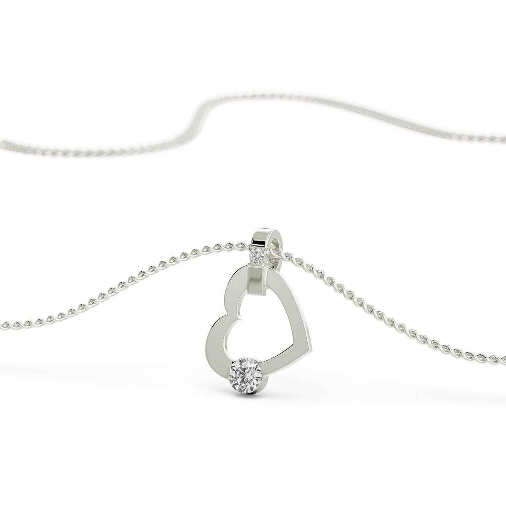 Tilted Diamond Heart Pendant