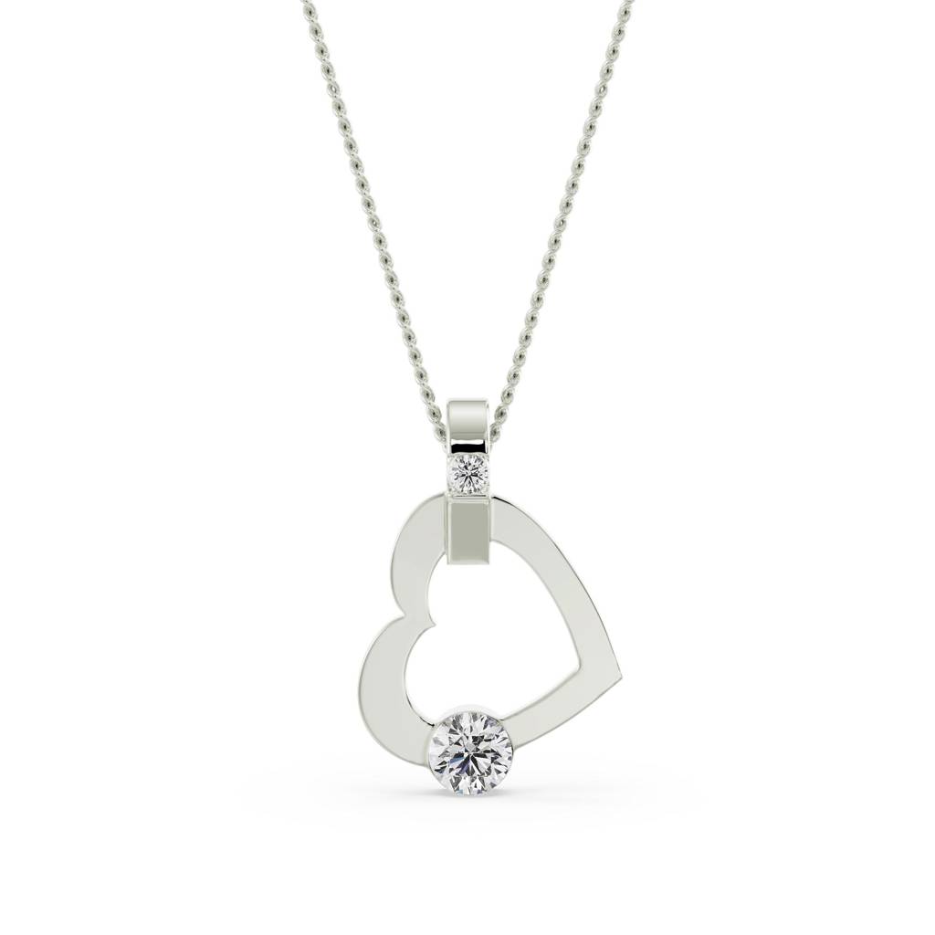 Tilted Diamond Heart Pendant