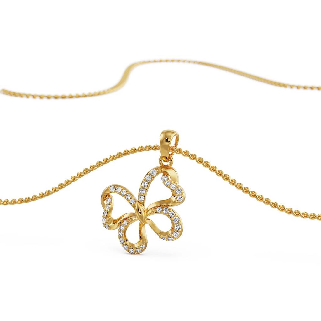 Whimsical Butterfly Diamond Pendant