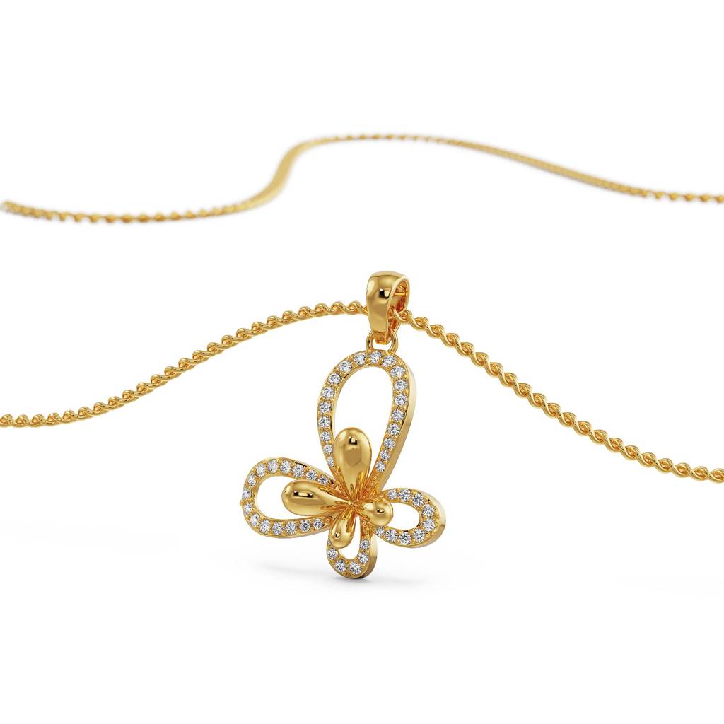 Floral Butterfly Diamond Pendant