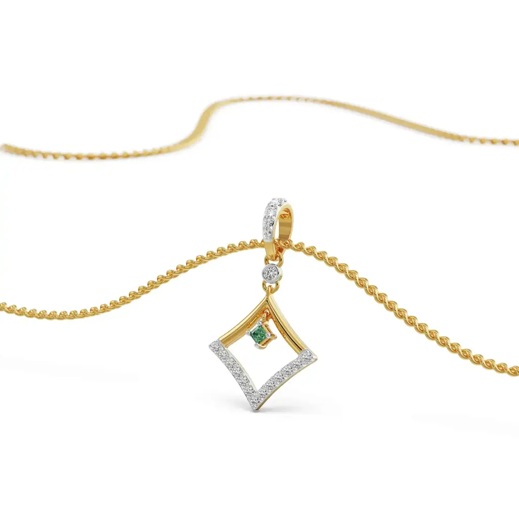 Elegant Emerald Pendant Gold Authentic Certified Lab Diamonds