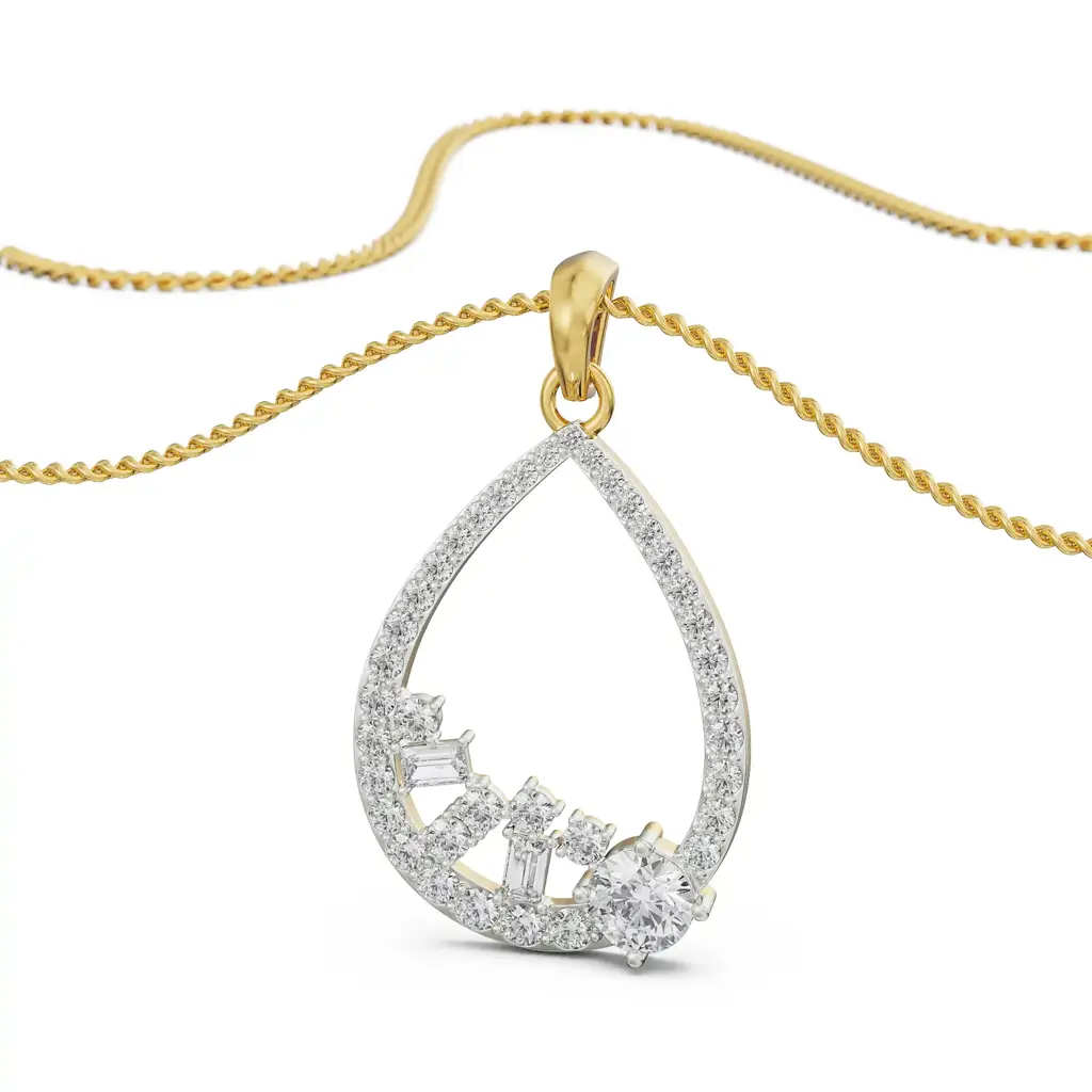 Cluster Drop Diamond Pendant : P630