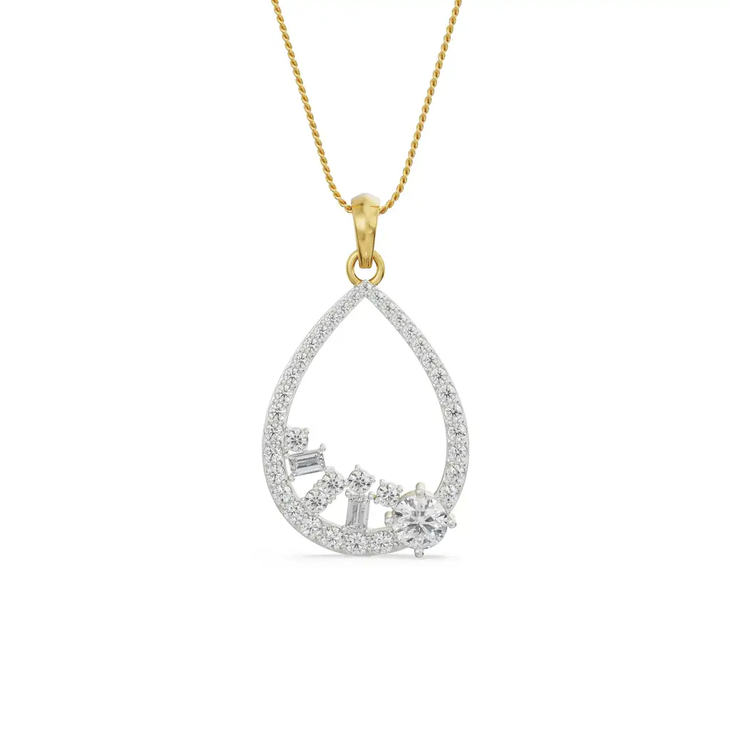 Cluster Drop Diamond Pendant : P630