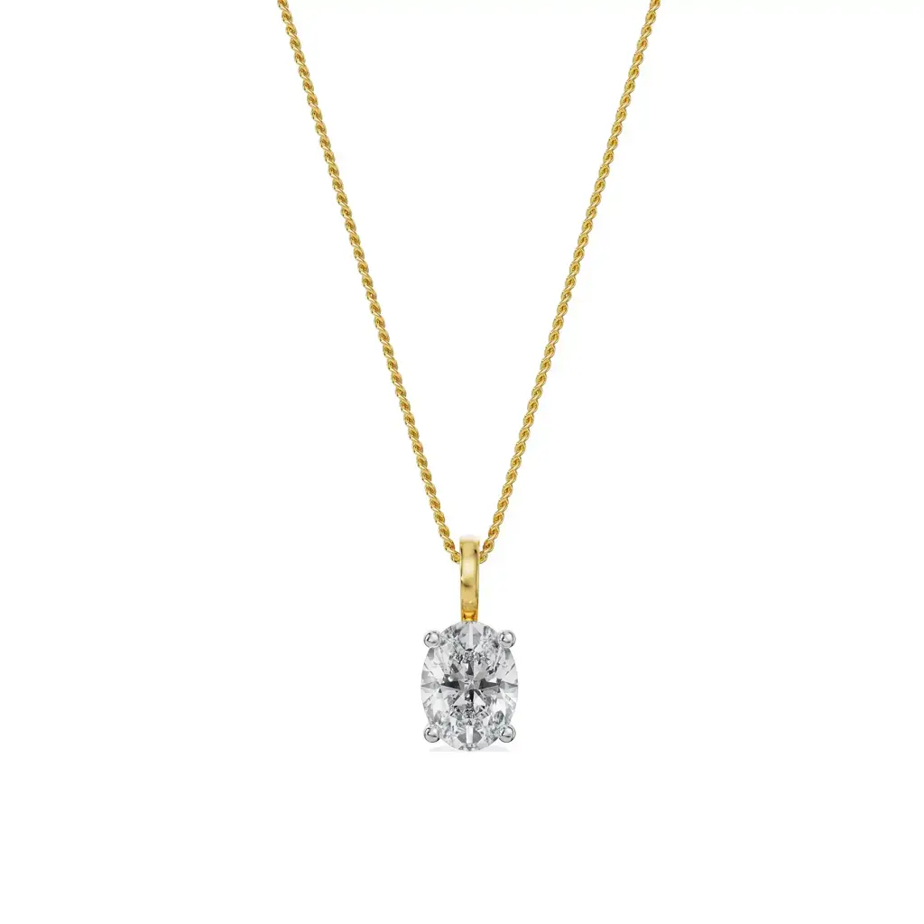 Solitaire Oval Diamond Pendant : P676