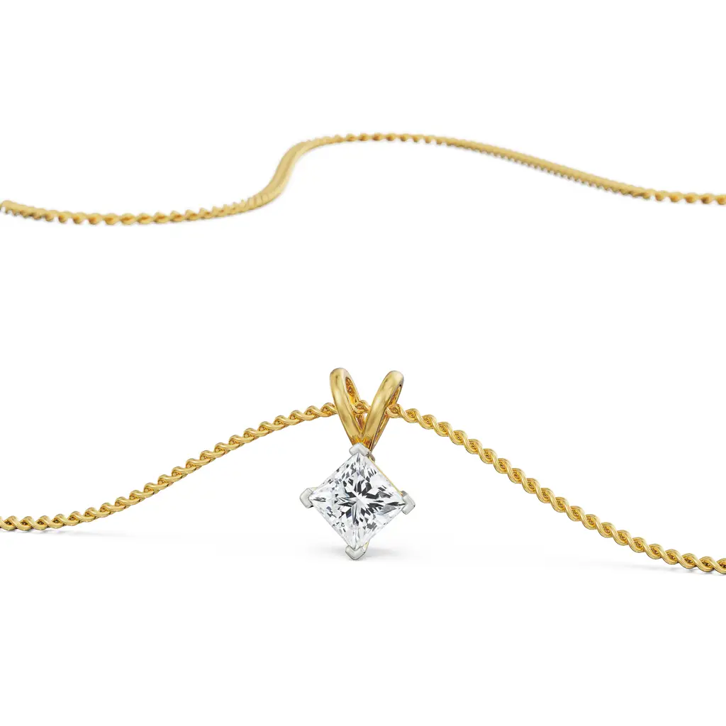 Ct Princess Cut Pendant Gold Authentic Certified Lab Diamonds