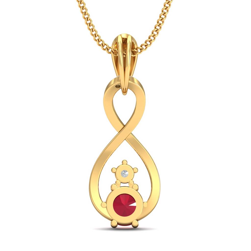 KuberBox 18K Yellow Gold Charm Ecstacy Ruby Pendant