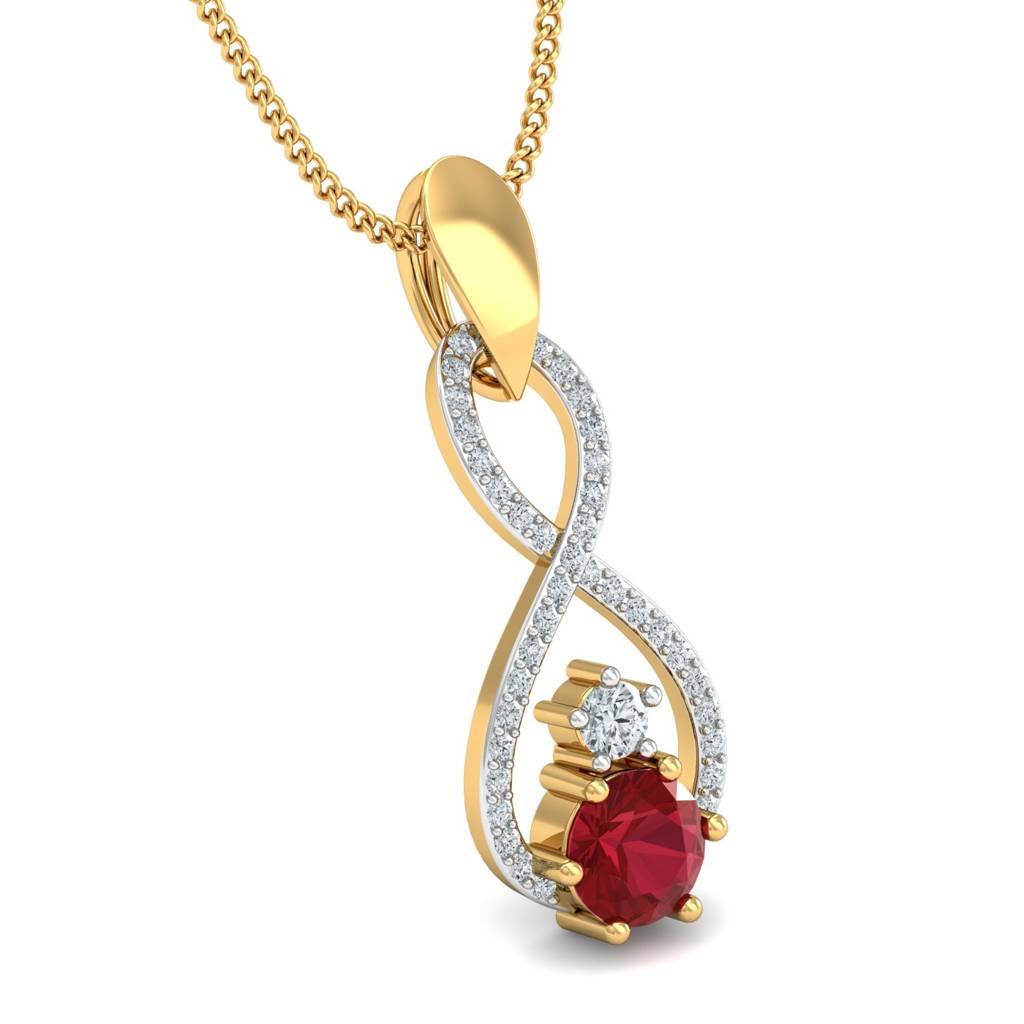 KuberBox 18K Yellow Gold Charm Ecstacy Ruby Pendant