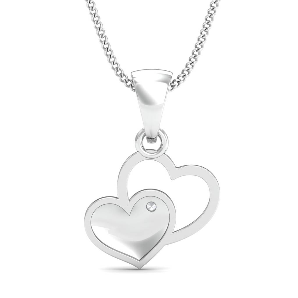 KuberBox 18K White Gold Matter-of-love Heart Pendant