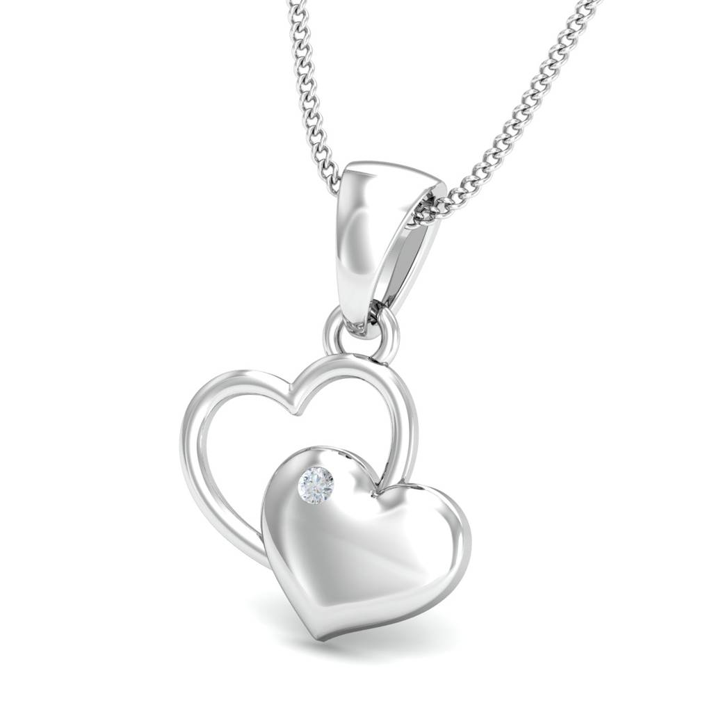 KuberBox 18K White Gold Matter-of-love Heart Pendant