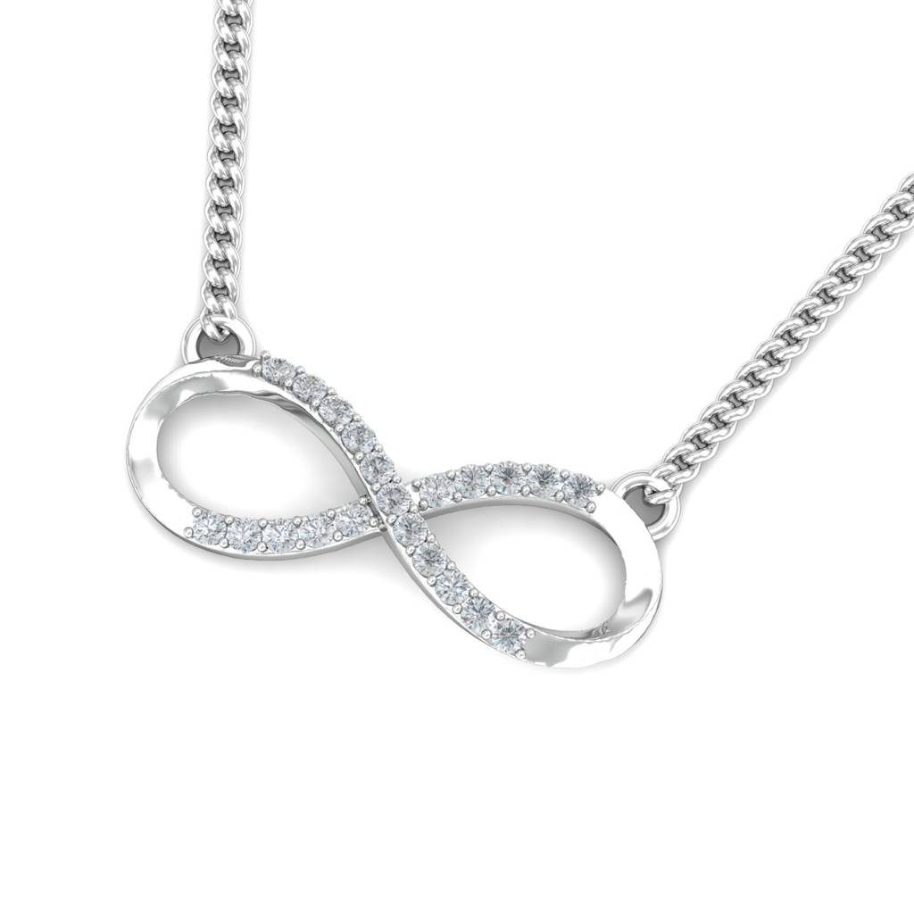 KuberBox 18K White Gold Classic Infinity Pendant