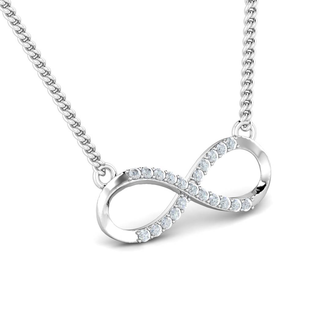 KuberBox 18K White Gold Classic Infinity Pendant