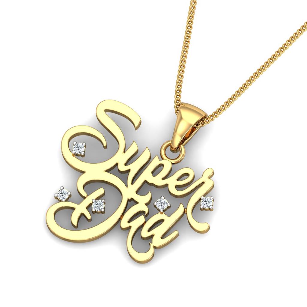 KuberBox 18K Yellow Gold SuperDad Gold Pendant