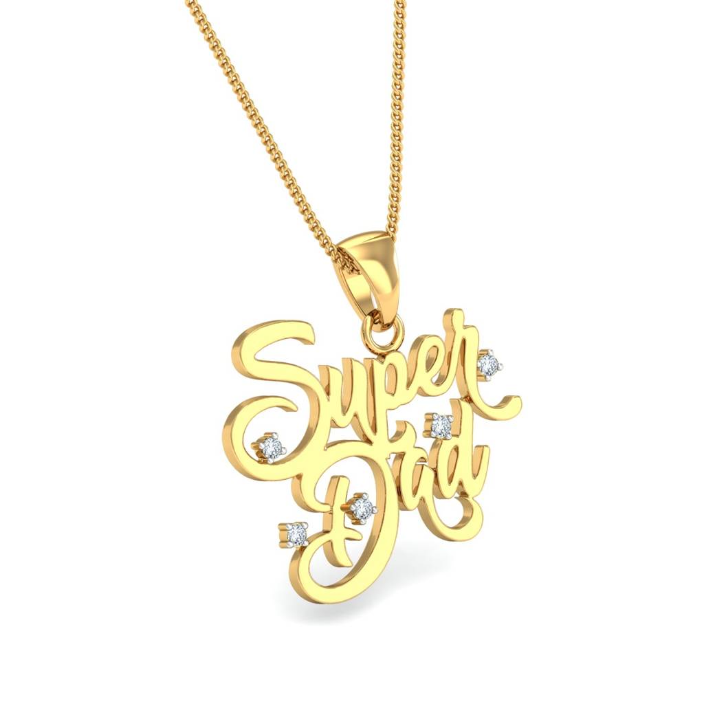 KuberBox 18K Yellow Gold SuperDad Gold Pendant