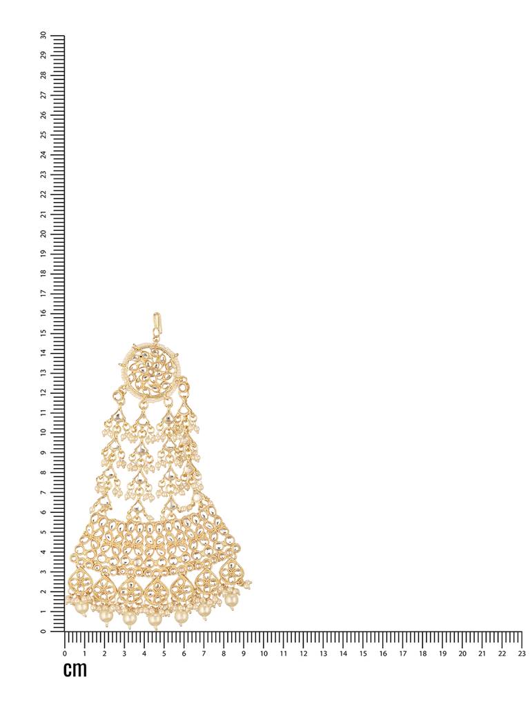 Gold Plated Kundan Studded Jhumar Passa Head Jewellery : PASSA-JS24-13007