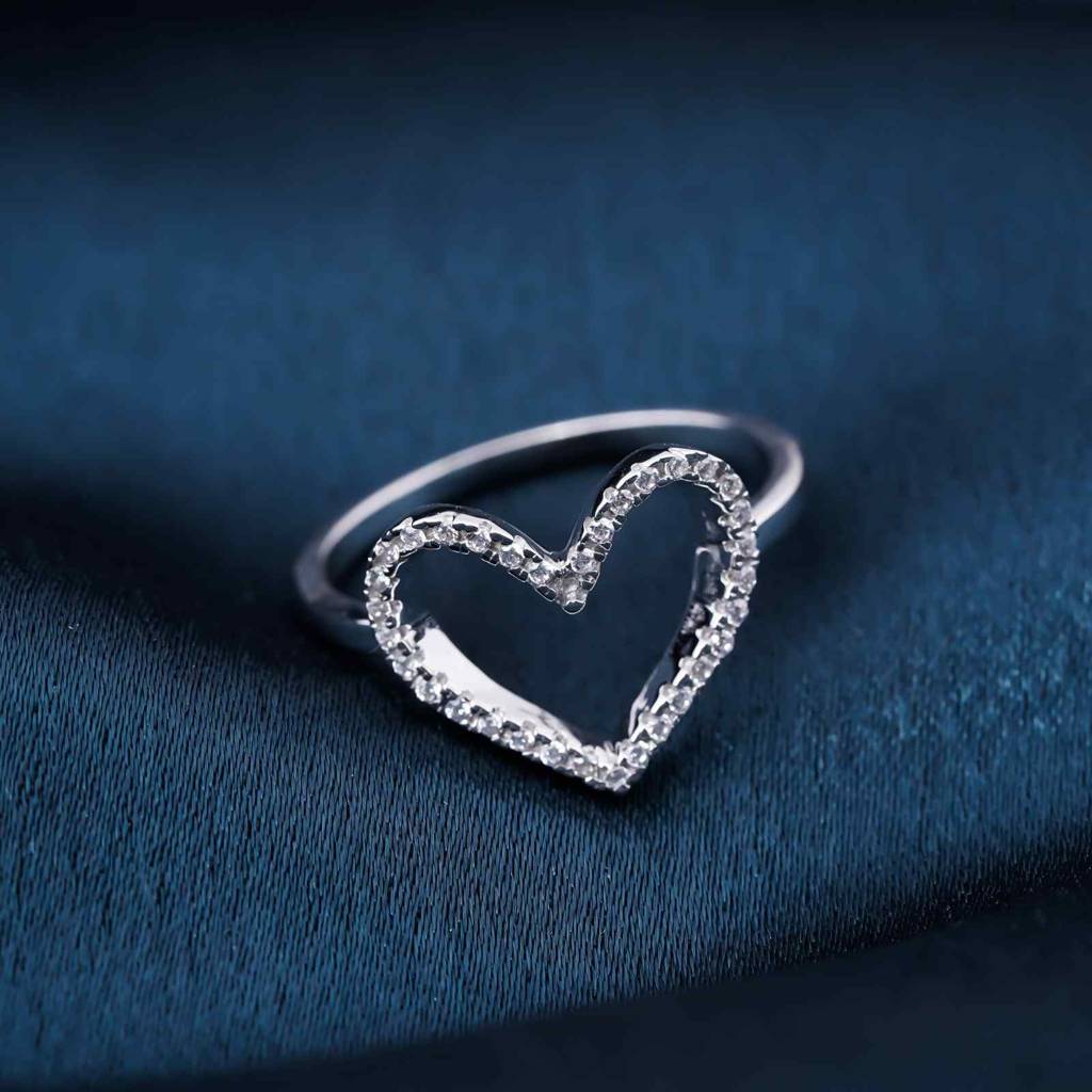 0.25 Ct Moissanite 925 Sterling Silver Open Heart Ring : ZLM10012_10