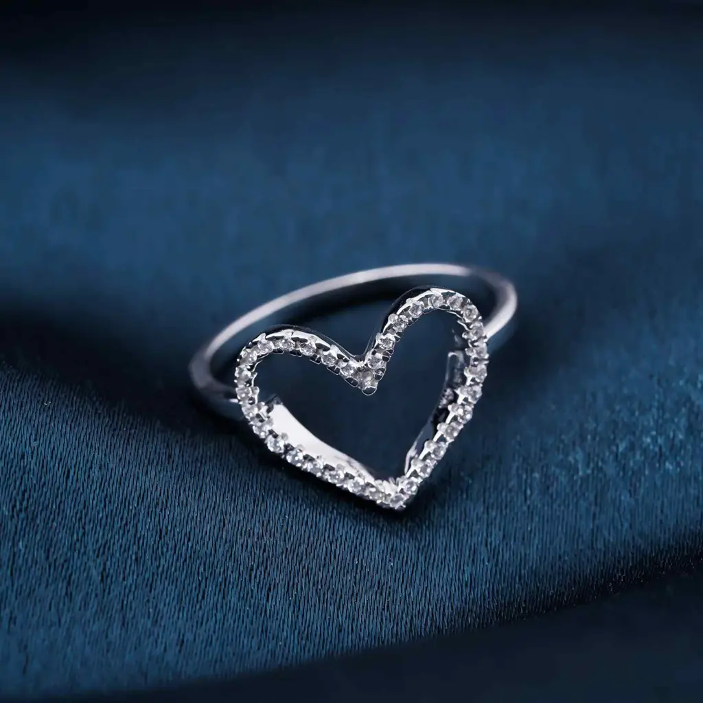 0.25 Ct Moissanite 925 Sterling Silver Open Heart Ring : ZLM10012_10