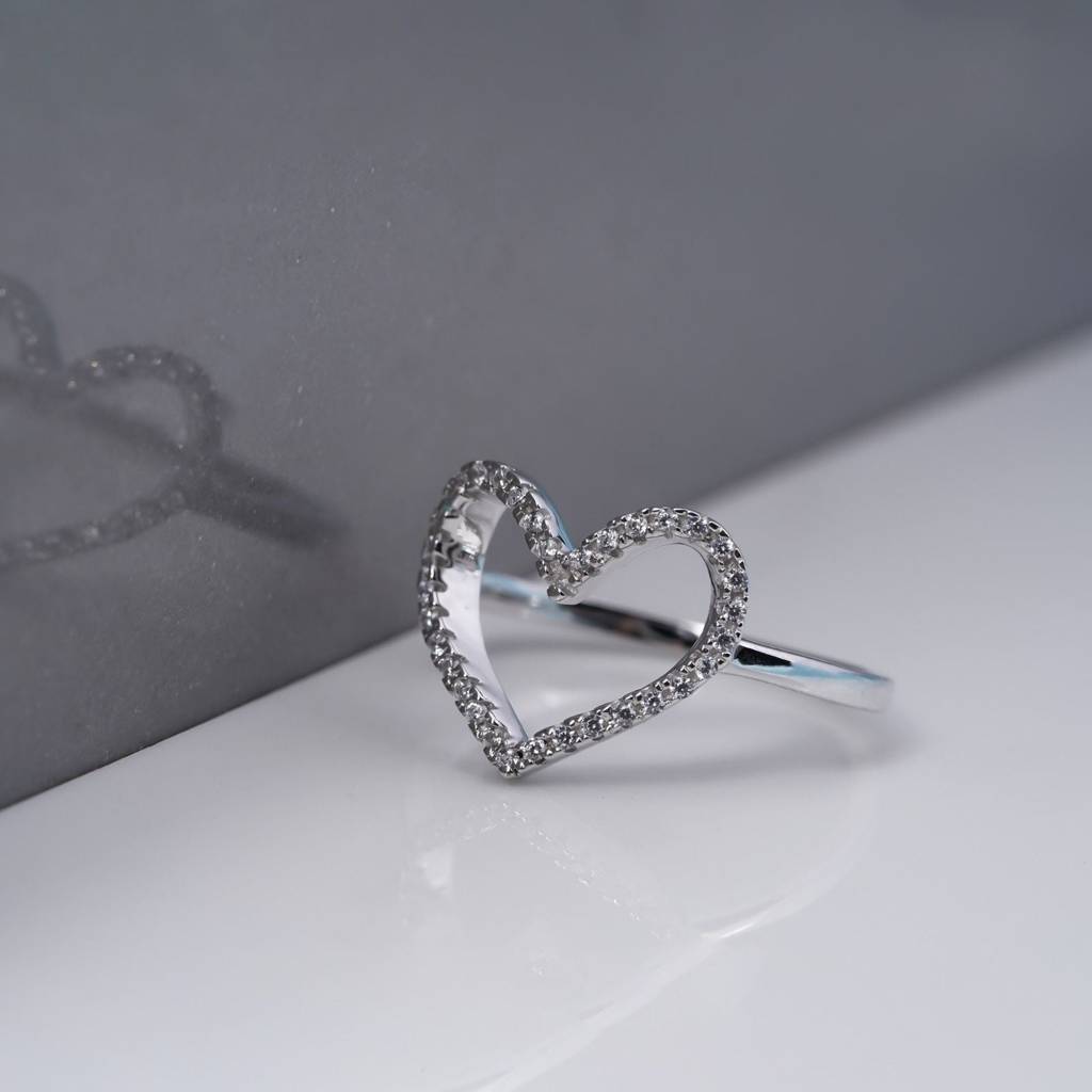 0.25 Ct Moissanite 925 Sterling Silver Open Heart Ring : ZLM10012_10