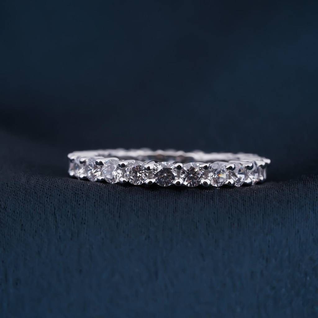 Silver 3.5Ct Round Moissanite Eternity Band For Her : ZLM10043_10