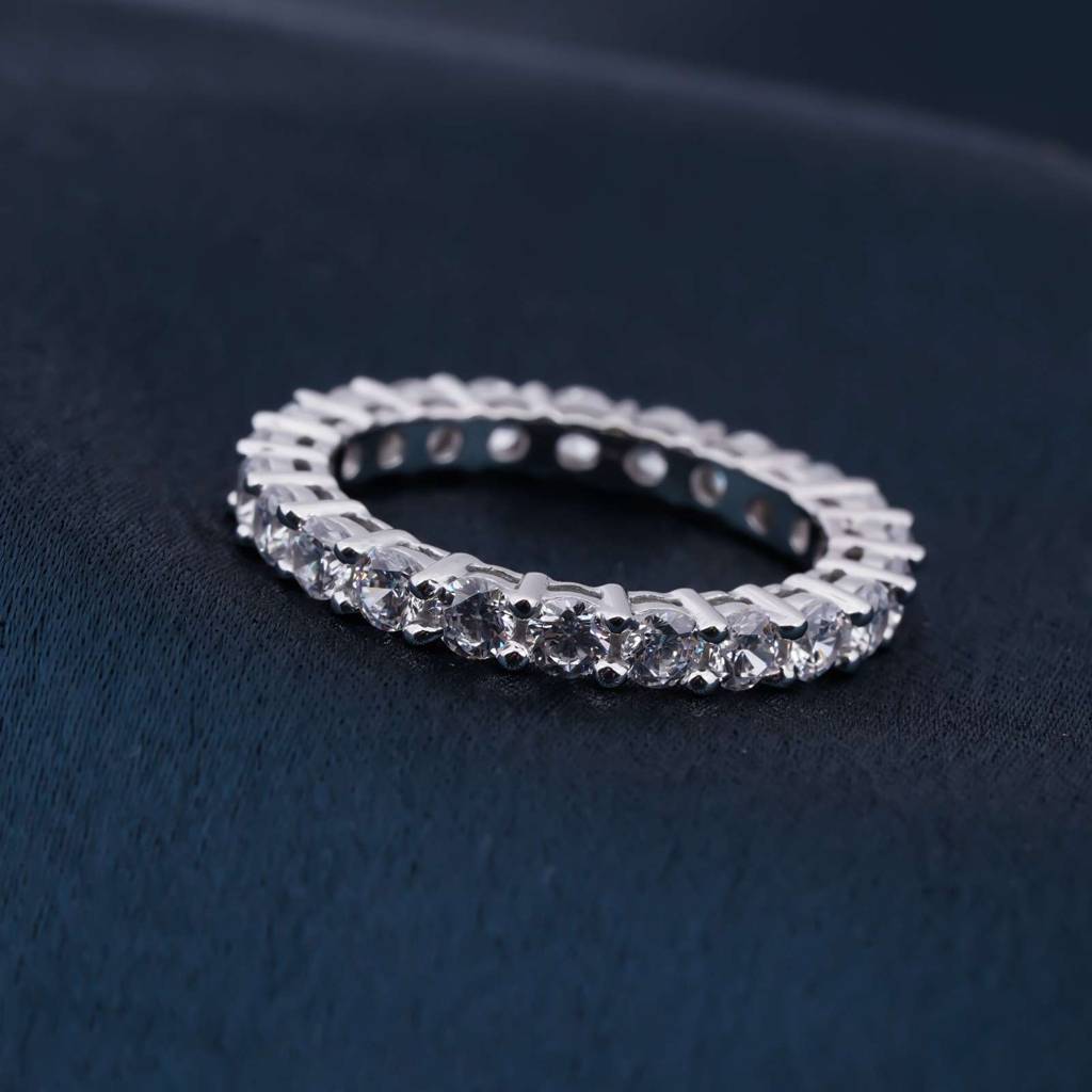 Silver 3.5Ct Round Moissanite Eternity Band For Her : ZLM10043_10