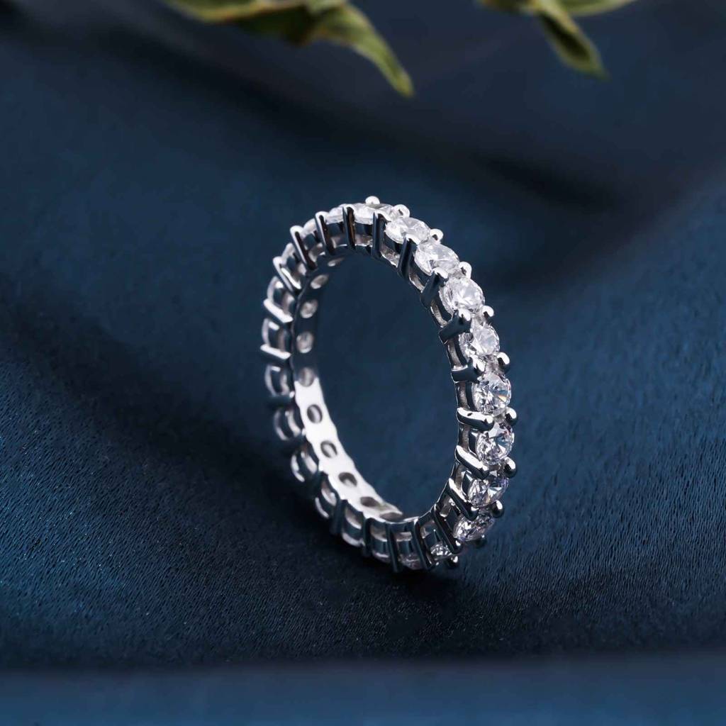 Silver 3.5Ct Round Moissanite Eternity Band For Her : ZLM10043_10