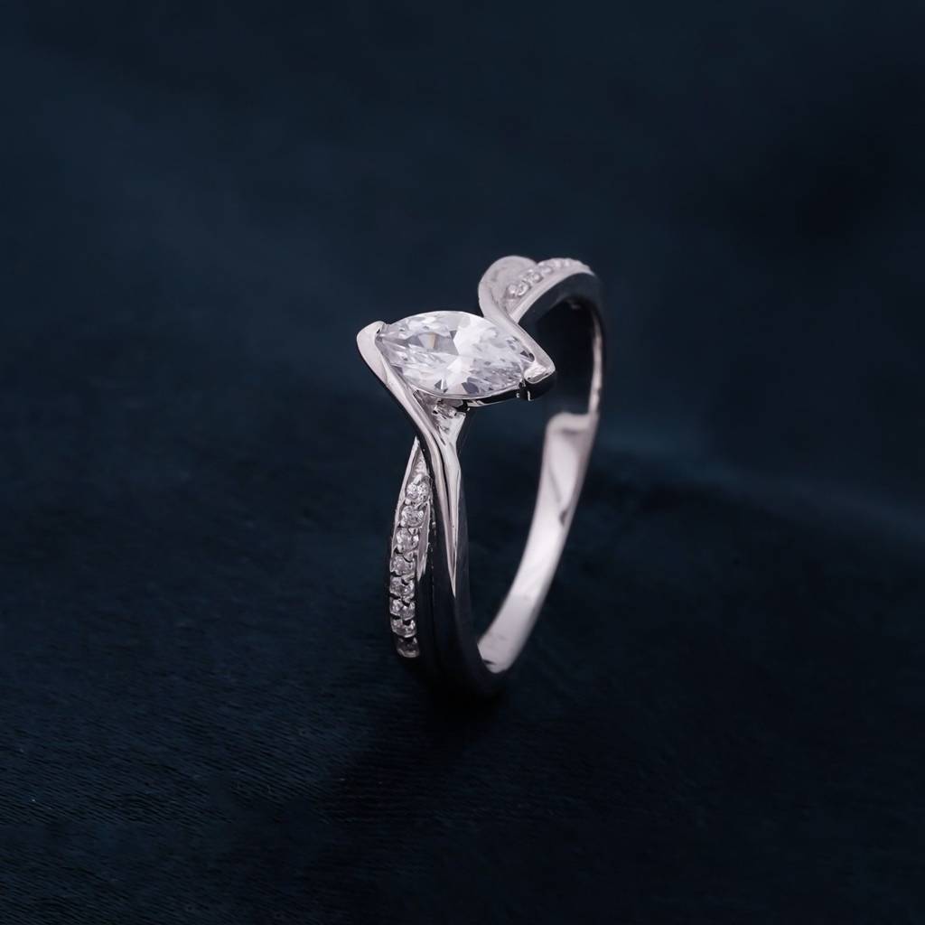 0.50Ct Marquise Cut Moissanite Split Shank Ring : ZLM10018-10