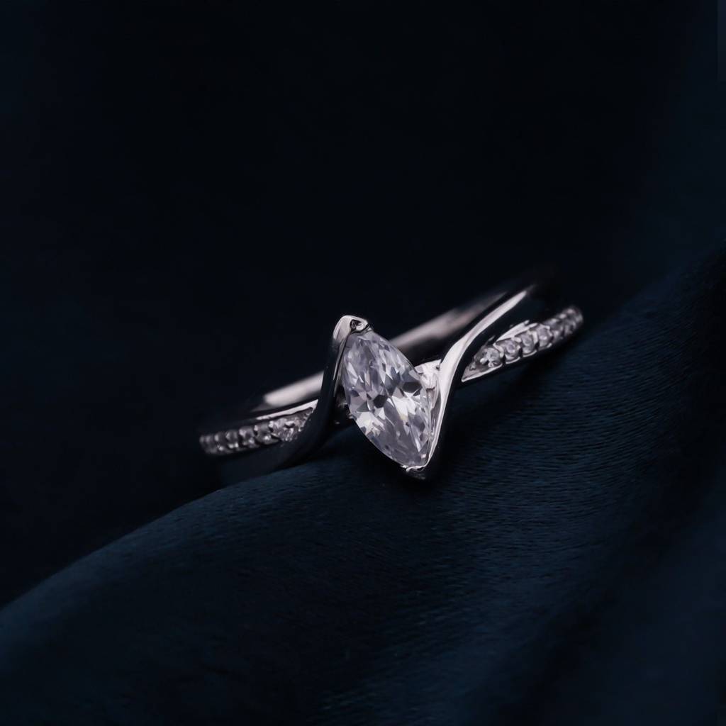 0.50Ct Marquise Cut Moissanite Split Shank Ring : ZLM10018-10