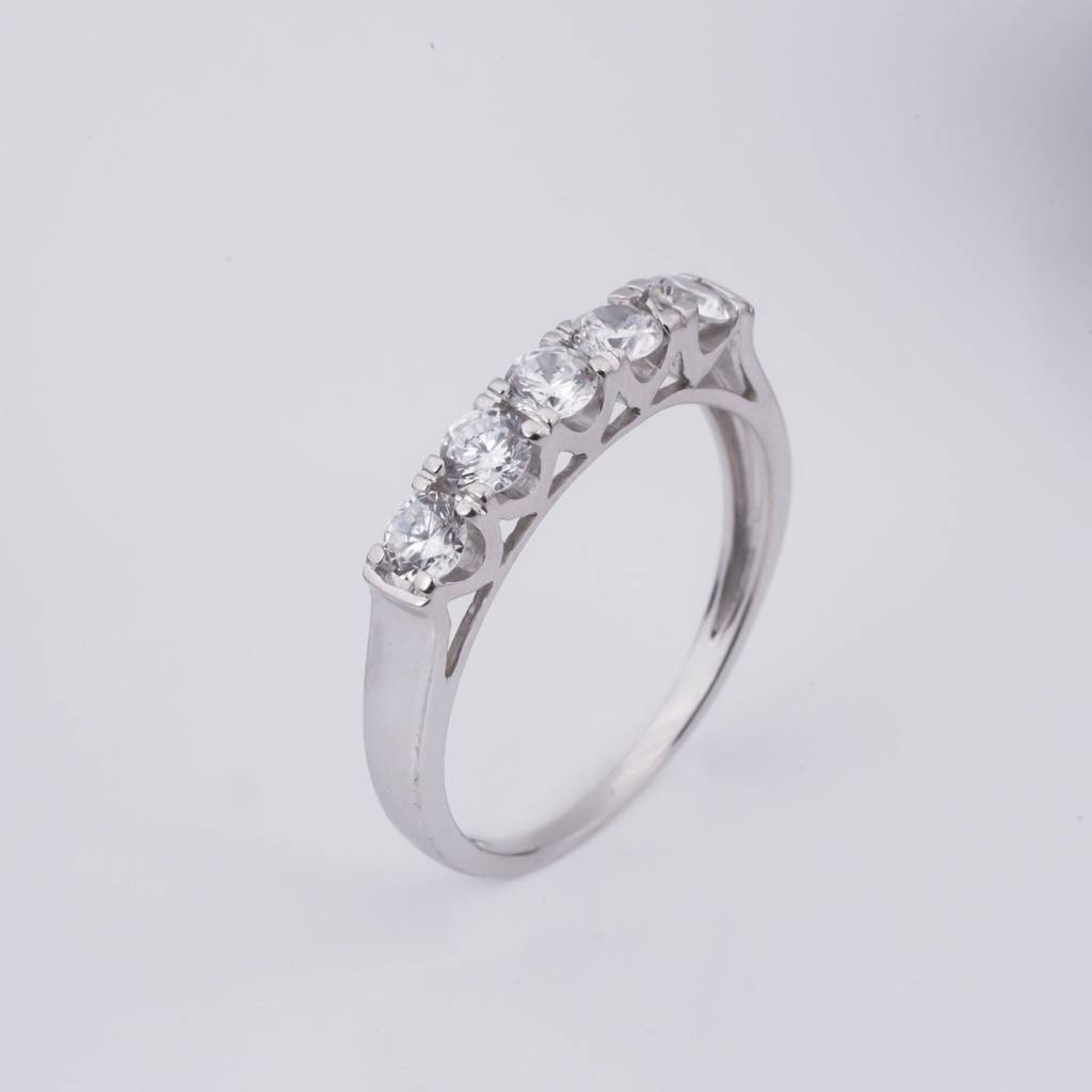 1Ct Silver Moissanite 5 Stone Moissanite Ring : ZLM10029_10