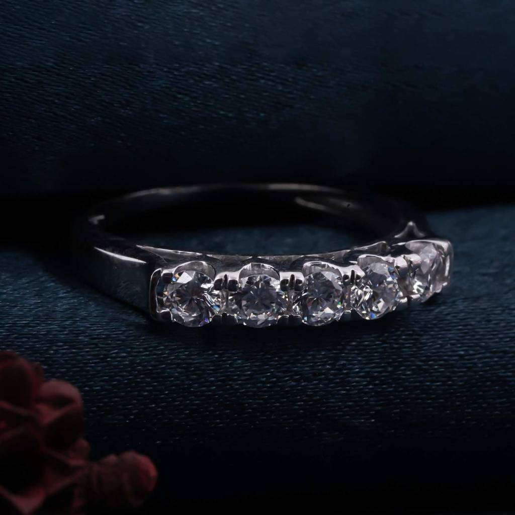 1Ct Silver Moissanite 5 Stone Moissanite Ring : ZLM10029_10