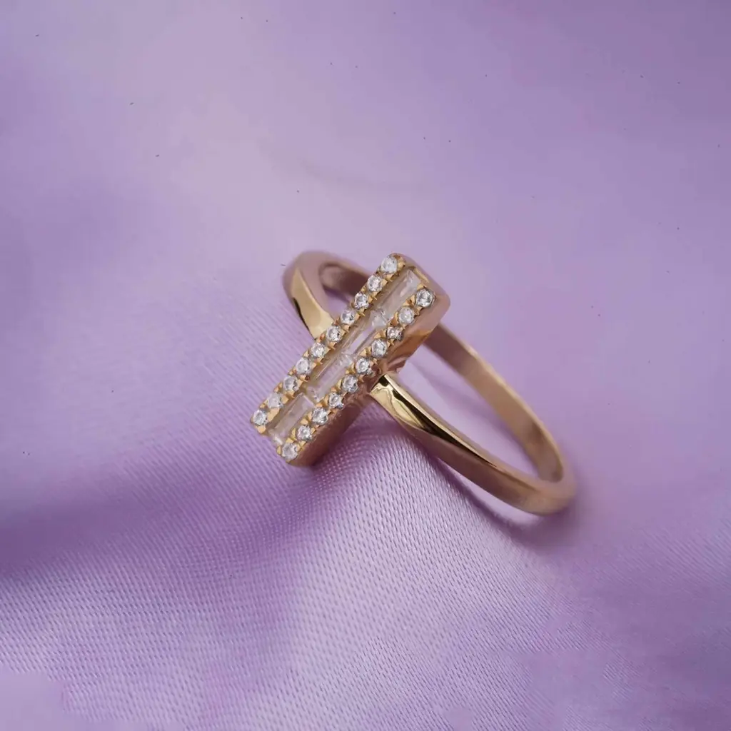 0.50Ct Moissanite Golden Double Bar Moissanite Ring : ZLM10021_10