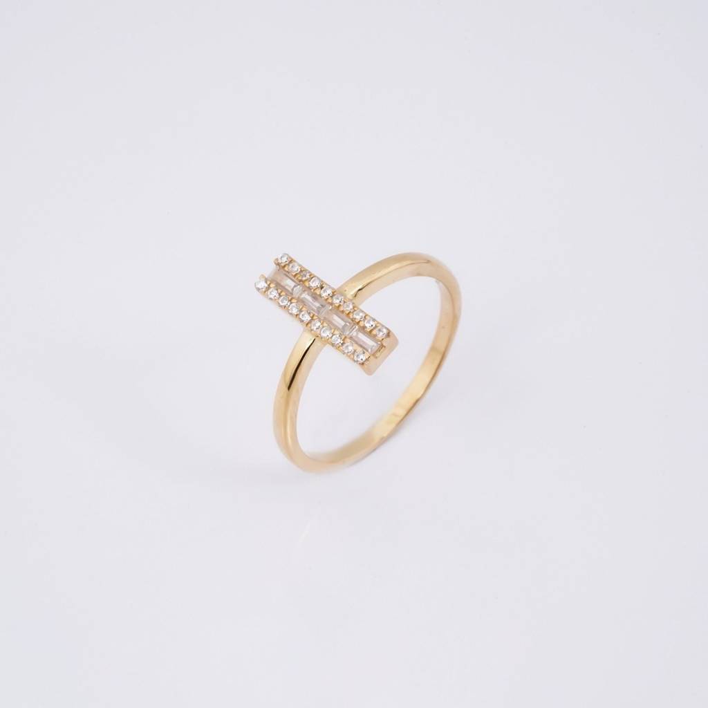 0.50Ct Moissanite Golden Double Bar Moissanite Ring : ZLM10021_10