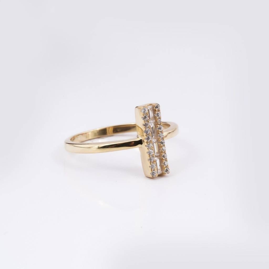 0.50Ct Moissanite Golden Double Bar Moissanite Ring : ZLM10021_10