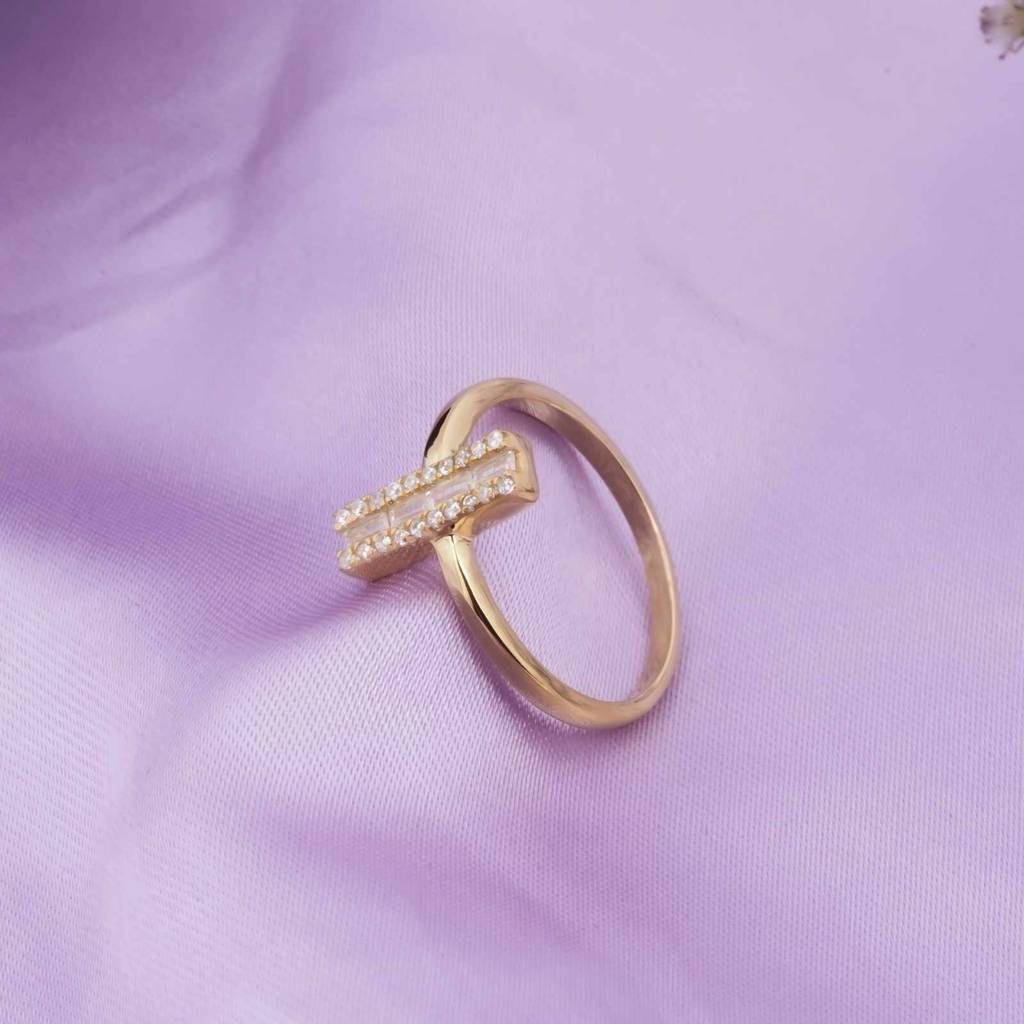 0.50Ct Moissanite Golden Double Bar Moissanite Ring : ZLM10021_10