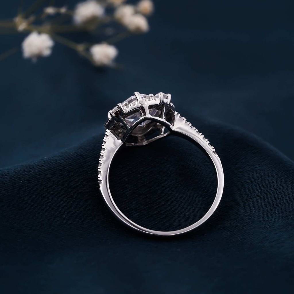 Silver 2.5Ct Fancy Asscher Moissanite Florist Ring : ZLM10034_10