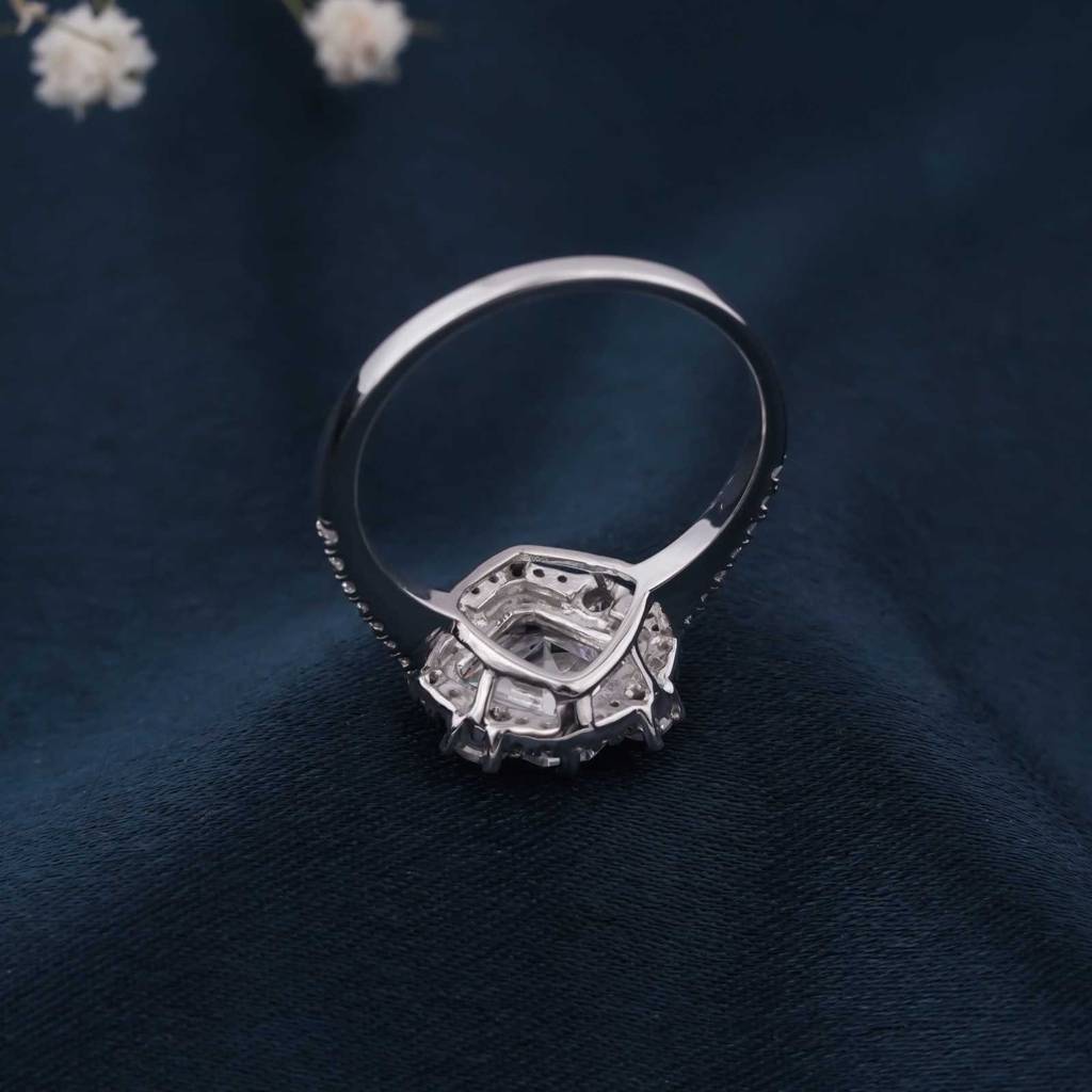 Silver 2.5Ct Fancy Asscher Moissanite Florist Ring : ZLM10034_10