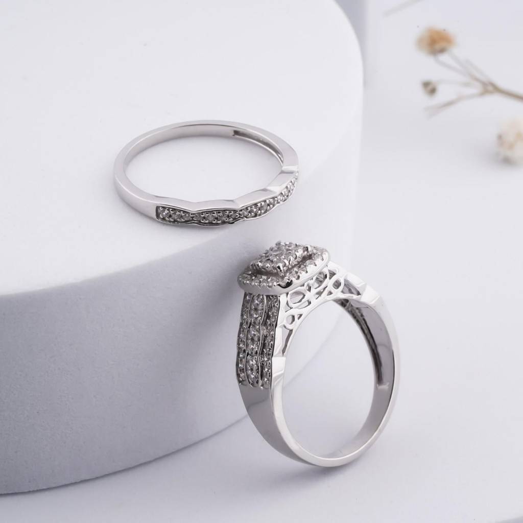 1Ct Round Moissanite Bridal Ring Set : ZLM10010_10