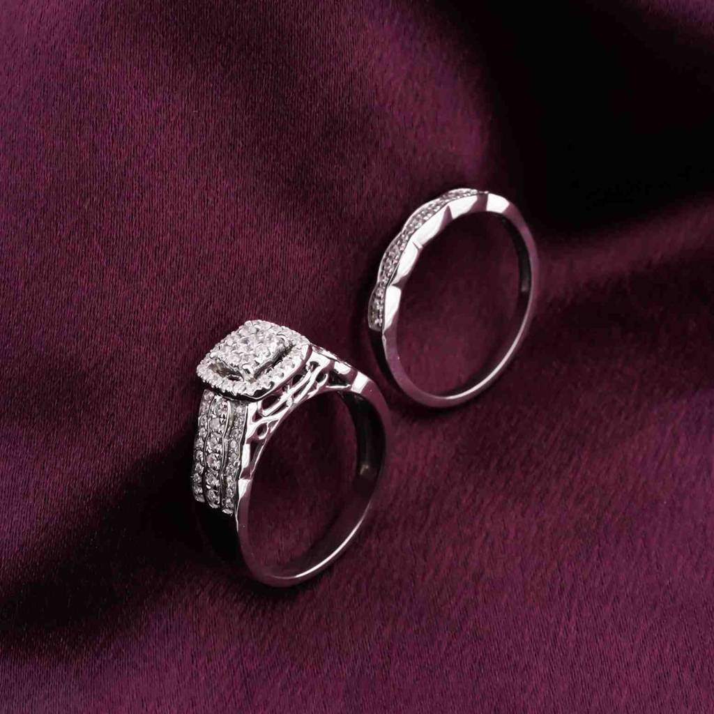 1Ct Round Moissanite Bridal Ring Set : ZLM10010_10