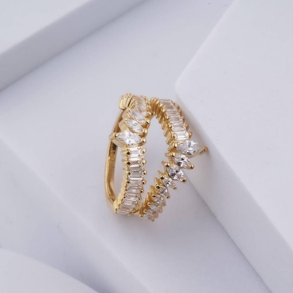 1Ct Marquise Moissanite Stackable Ring With 18K Gold Plating : ZLM10008_10