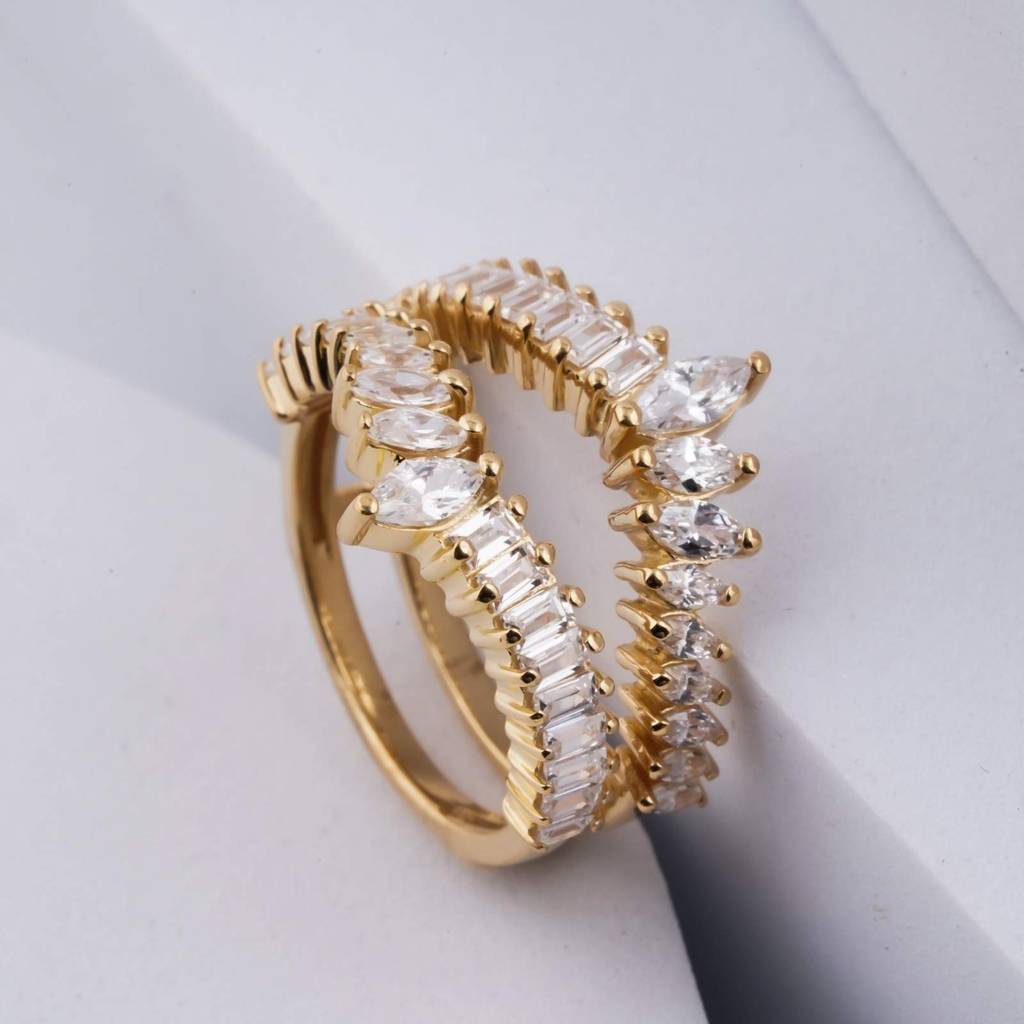 1Ct Marquise Moissanite Stackable Ring With 18K Gold Plating : ZLM10008_10