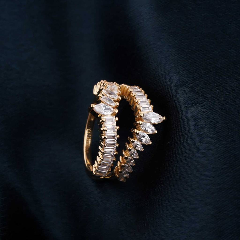 1Ct Marquise Moissanite Stackable Ring With 18K Gold Plating : ZLM10008_10