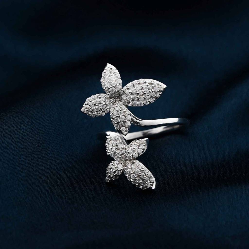 0.75 Ct Round Moissanite Cluster Flower Ring : ZLM10001_10