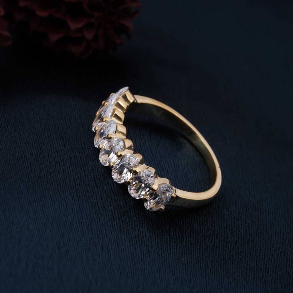 Golden 1.60Ct Moissanite Cocktail Silver Band Style Ring : ZLM10031_10