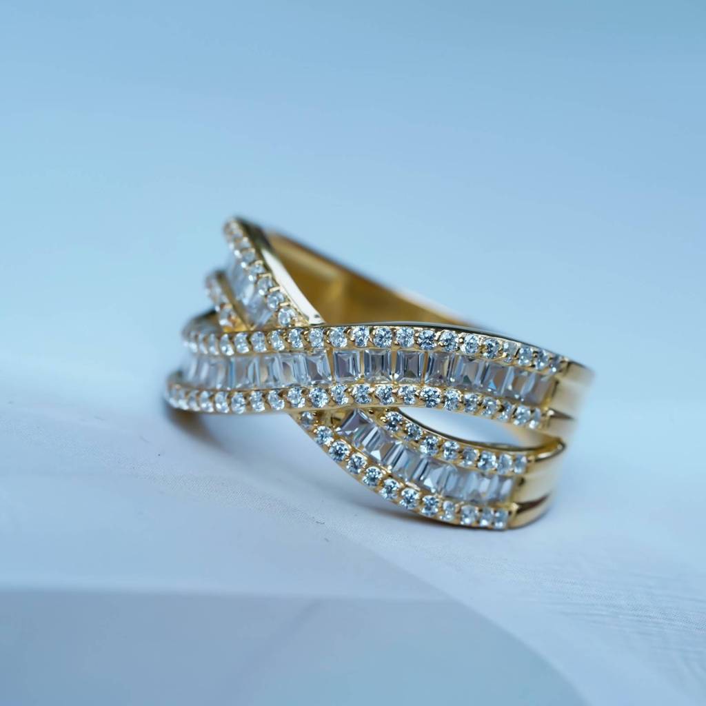 Golden 2Ct Round Moissanite Infinity Statement Ring : ZLM10046_10
